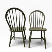 Ensemble de 2 chaises de salle à manger vintage vert olive à fuseaux