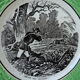 Old plate captioned "Battered with deer", Digoin-&-Sarreguemines