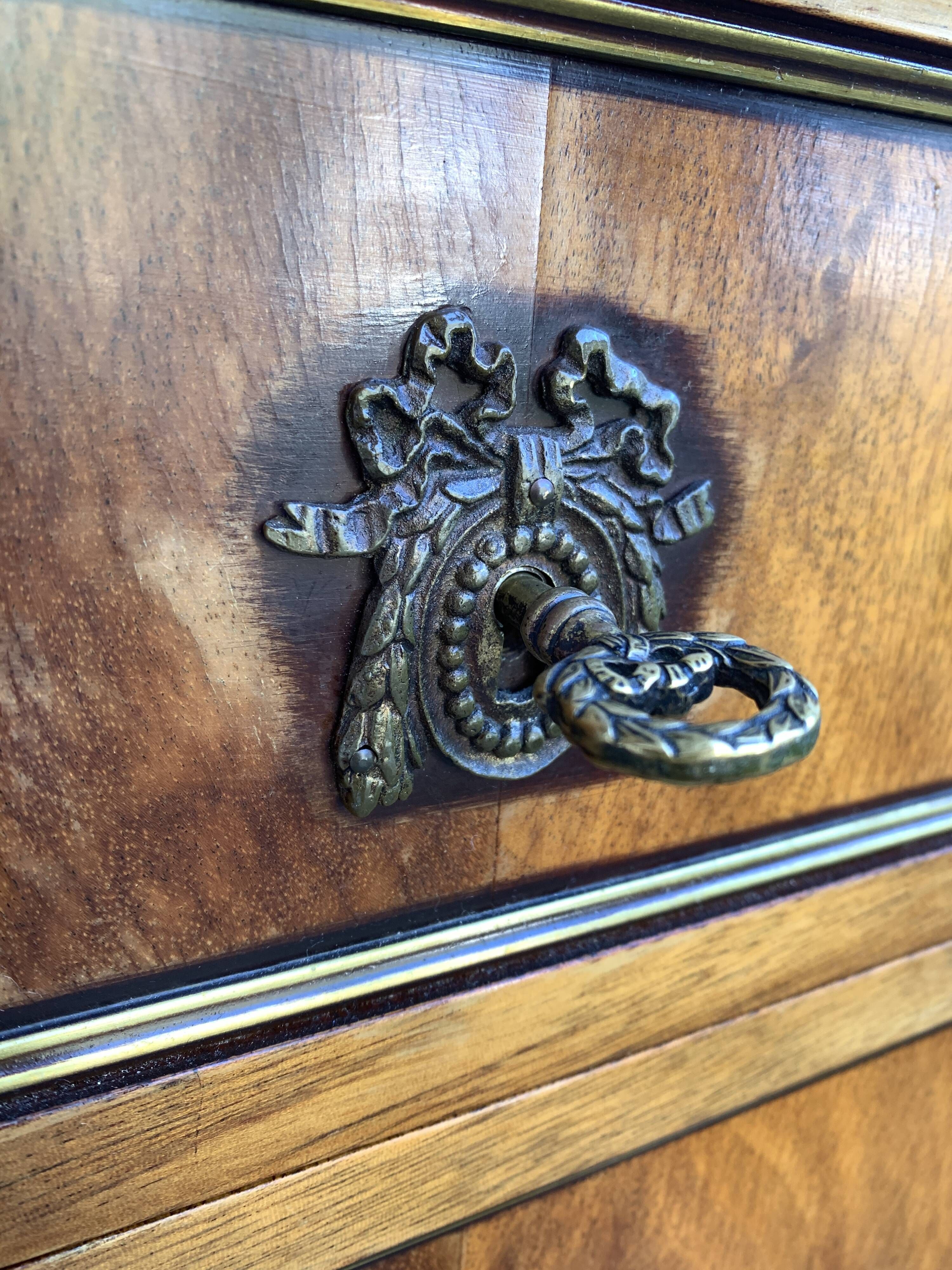 Louis XVI style solid wood chest of drawers, 3 drawers, second half of the twentieth century