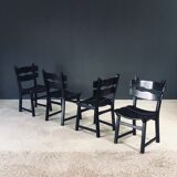 Brutalist dining chairs by Dittmann for Awa Radbound, Netherlands, 1970s, set of 6.