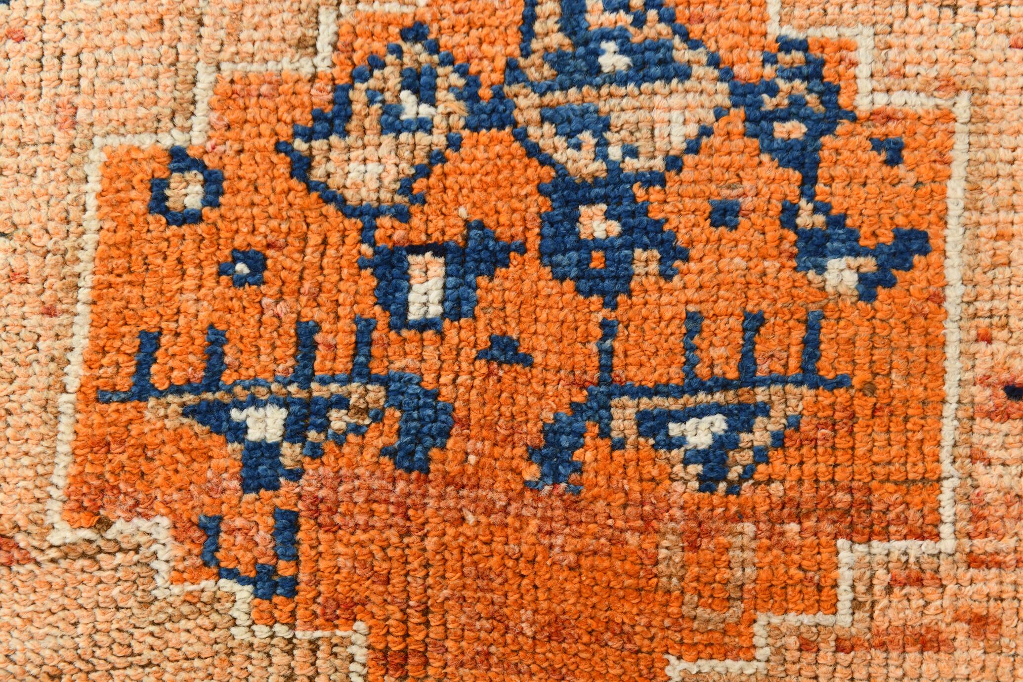 Tapis de couloir turc Orientel, orange délavé, bleu marine, 4 x 11, 105 x 339 cm, SK 23509