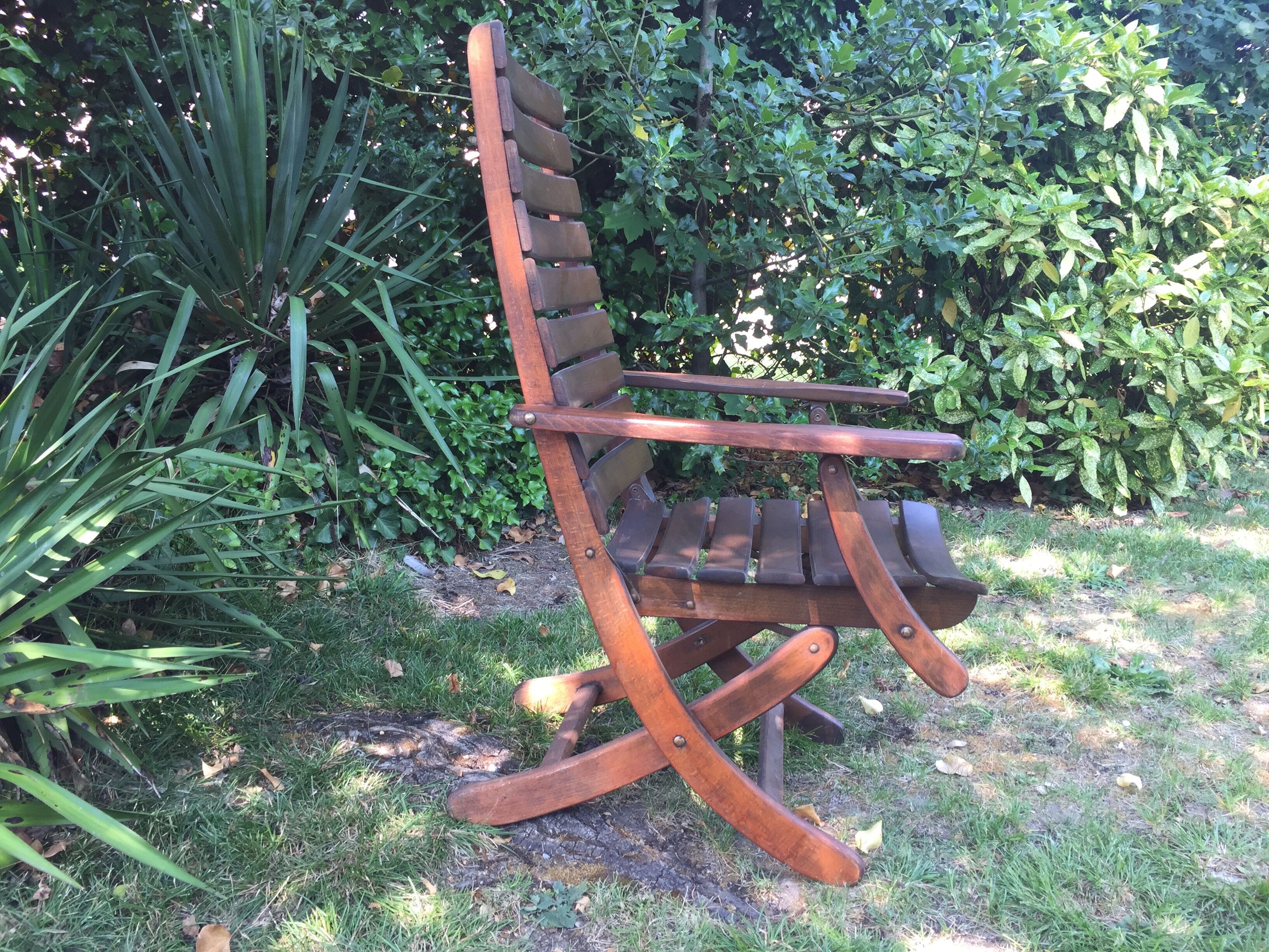 Vintage wooden herlag folding armchair