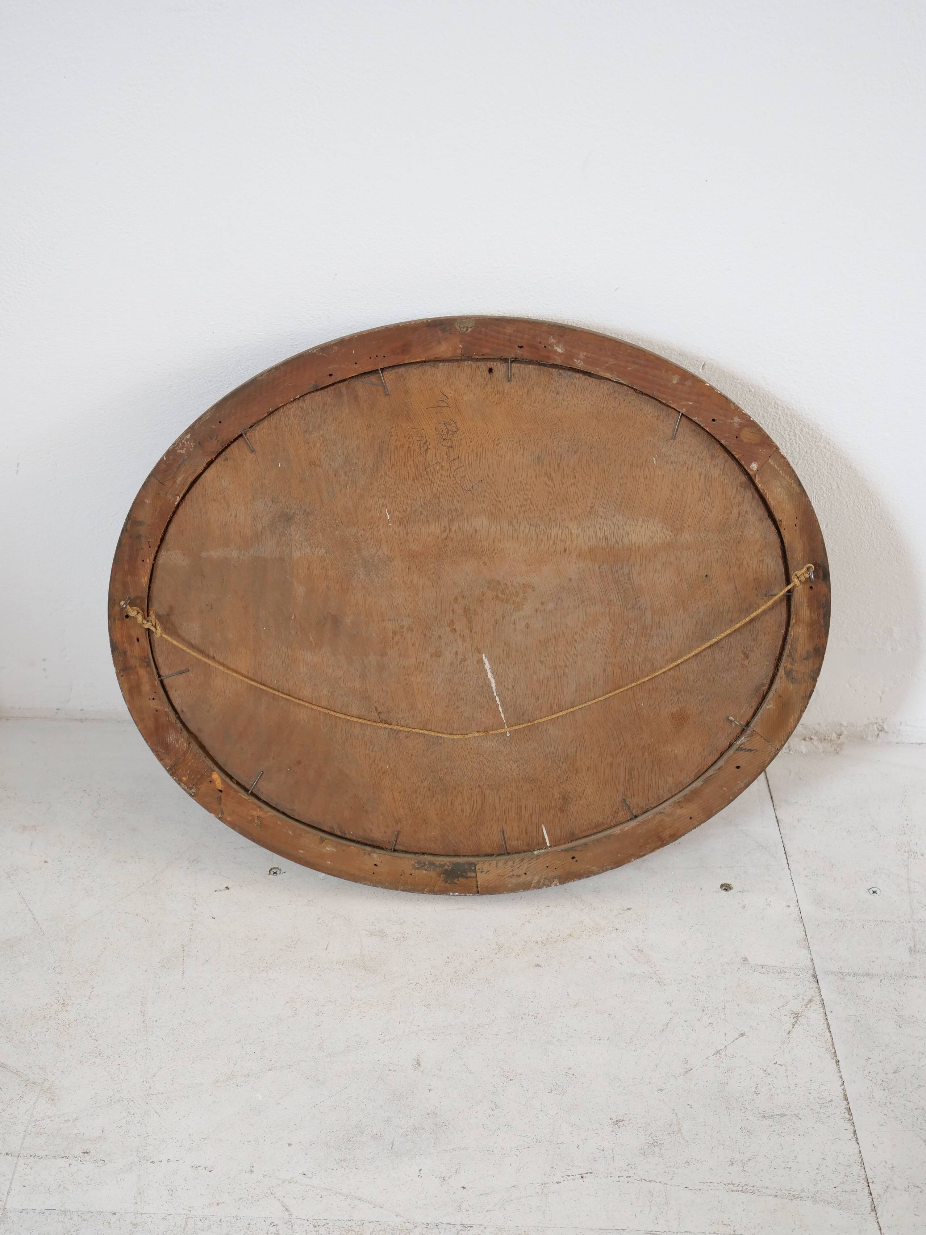 Oil on oval panel "bouquet of flower"