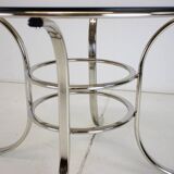 Midcentury Chrome and Glass Dining Table, Italy 1970s