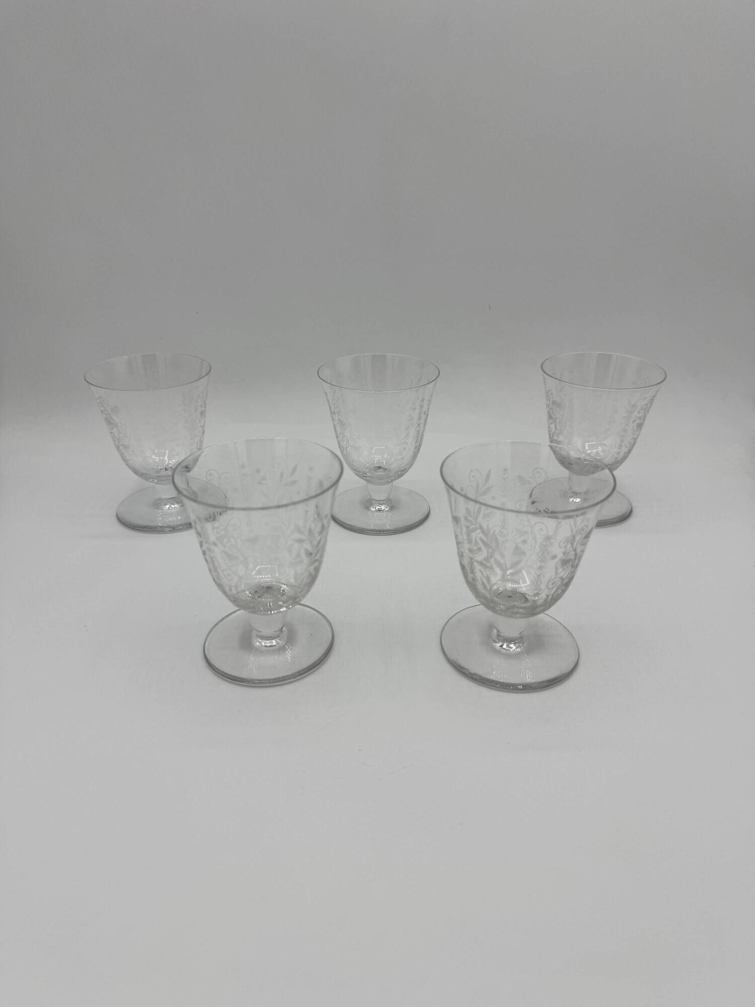 Set of 5 white wine glasses - Baccarat Crystal – Argentina model, 1940