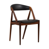 Kai Kristiansen rosewood desk chair 31 in reupholstered in soft black leather, Denmark, 60s