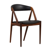 Kai Kristiansen rosewood desk chair 31 in reupholstered in soft black leather, Denmark, 60s