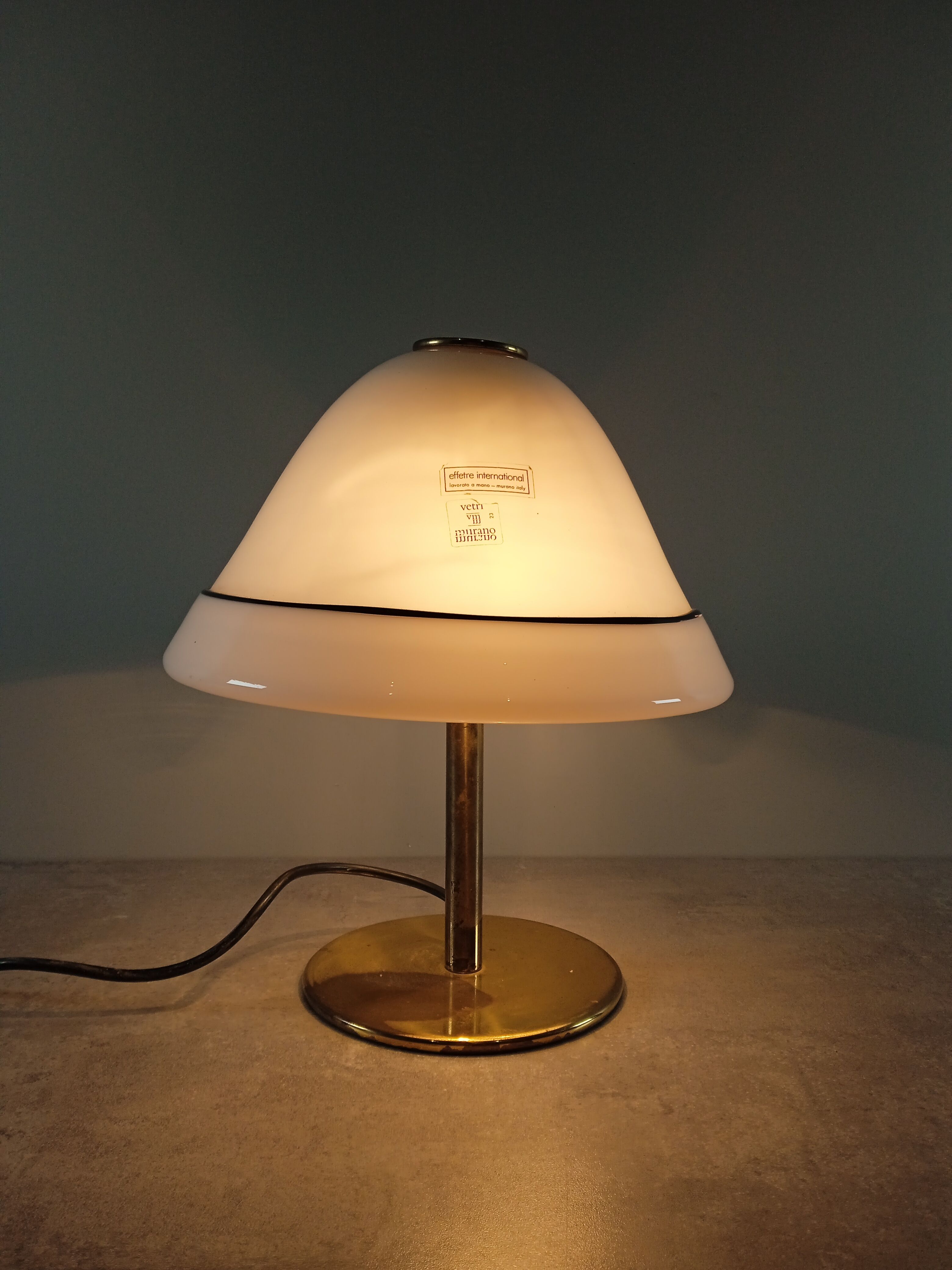 Vintage desk lamp murano international efferte glass and brass design