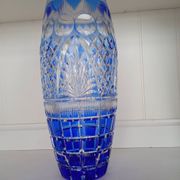 Large Vintage Nachtmann "Bamberg" Cobalt Blue Cut-to-Clear Crystal Vase
