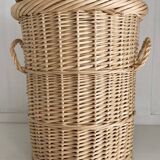 Wicker basket, waste paper basket with lid