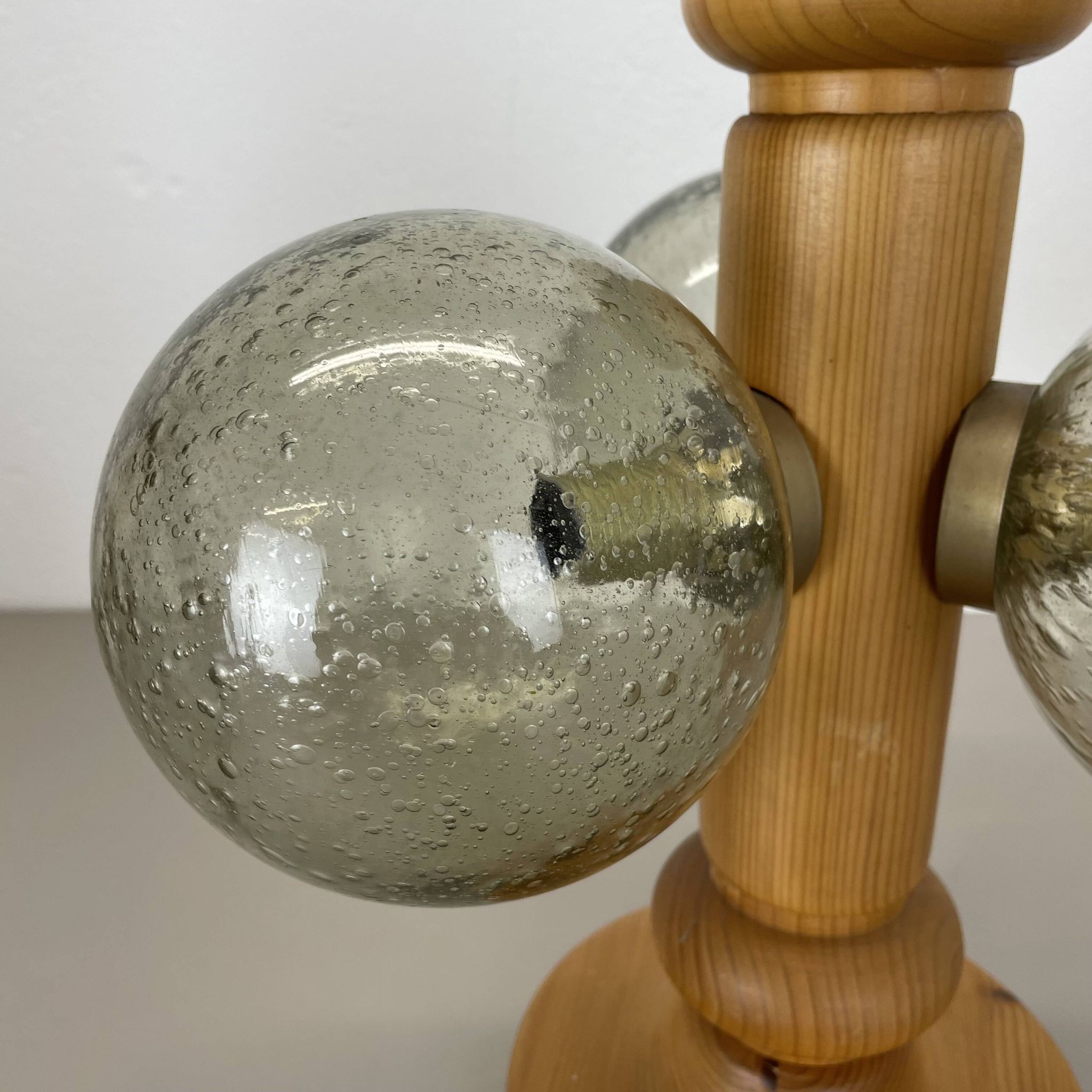 Large Organic Sculptural PINE Wooden Table Light by Temde Lights, Germany 1