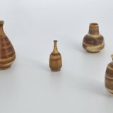 Small Mid-Century Scandinavian Modern Collectible Honey Stoneware Vase by Gunnar Borg, Set of 4