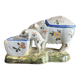 Antique earthenware pig box, salt cellar or mustard pot, floral decoration.
