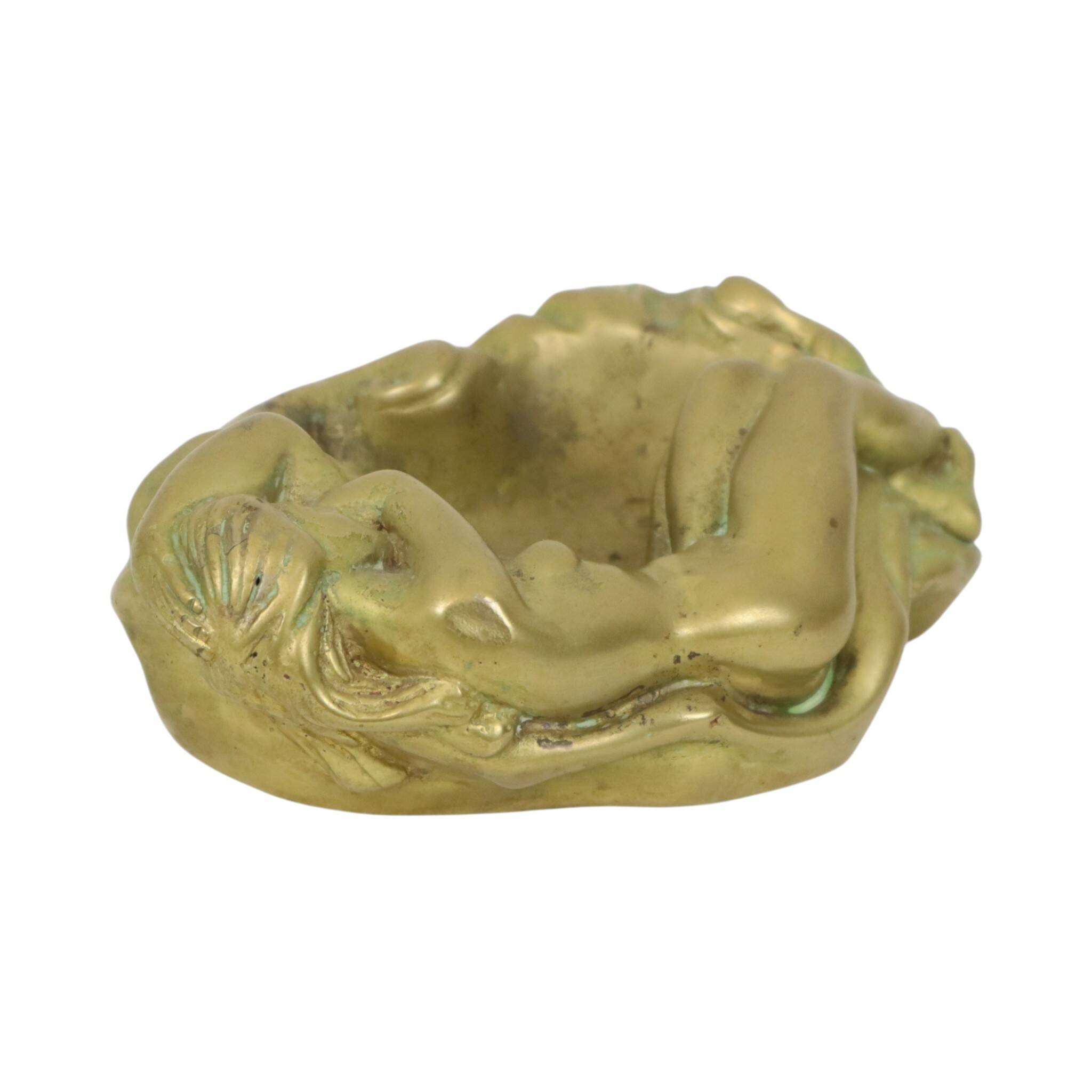 Vintage Brass Ashtray Vide Poche Female Nude
