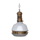 German Antique Two Tone Brass and Glass Pendant Light