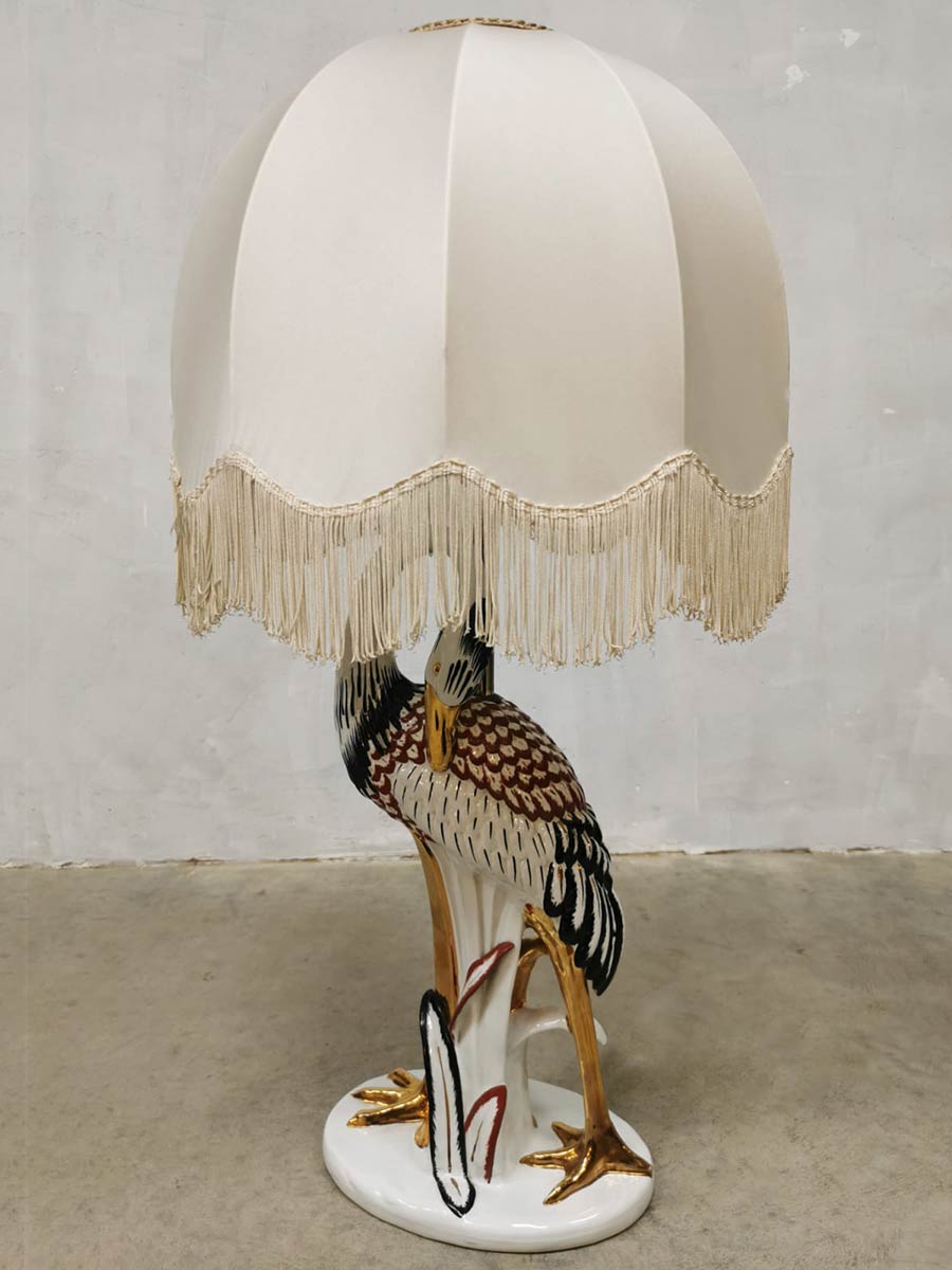 Vintage Italian ceramic heron table lamp keramiek