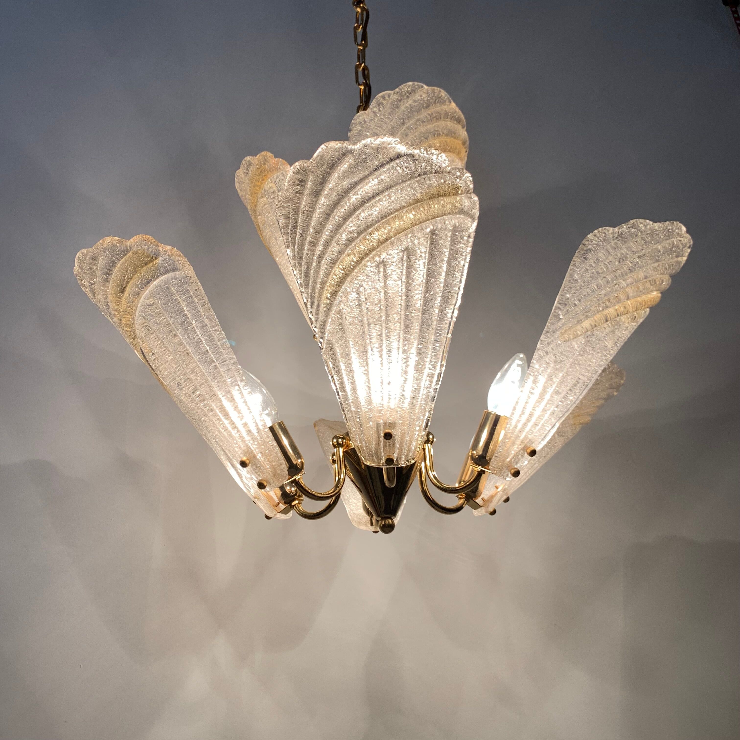 Italian murano glass chandelier hollywood regency design , 1970