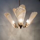 Italian murano glass chandelier hollywood regency design , 1970