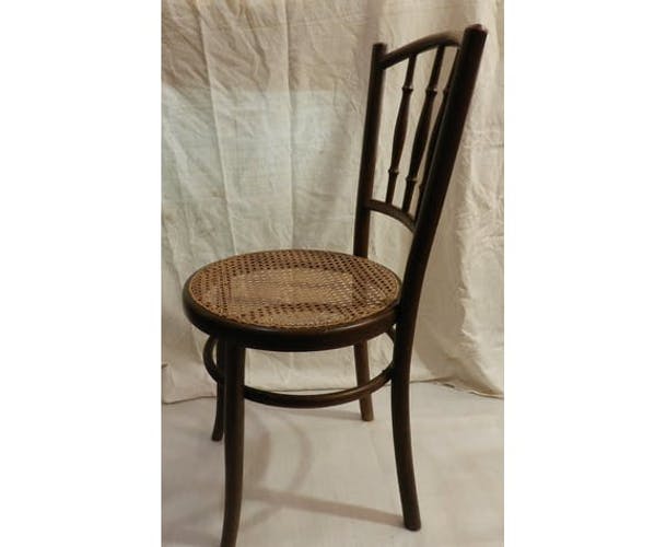 1950s wooden Fischel bistro chair seated fluted