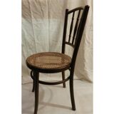 1950s wooden Fischel bistro chair seated fluted