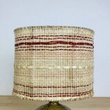 Pyrite stoneware ball lamp with vintage wool lampshade