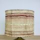 Pyrite stoneware ball lamp with vintage wool lampshade