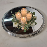 Silver-plated mirror tray centrepiece from the mid-20th century, 30 cm.