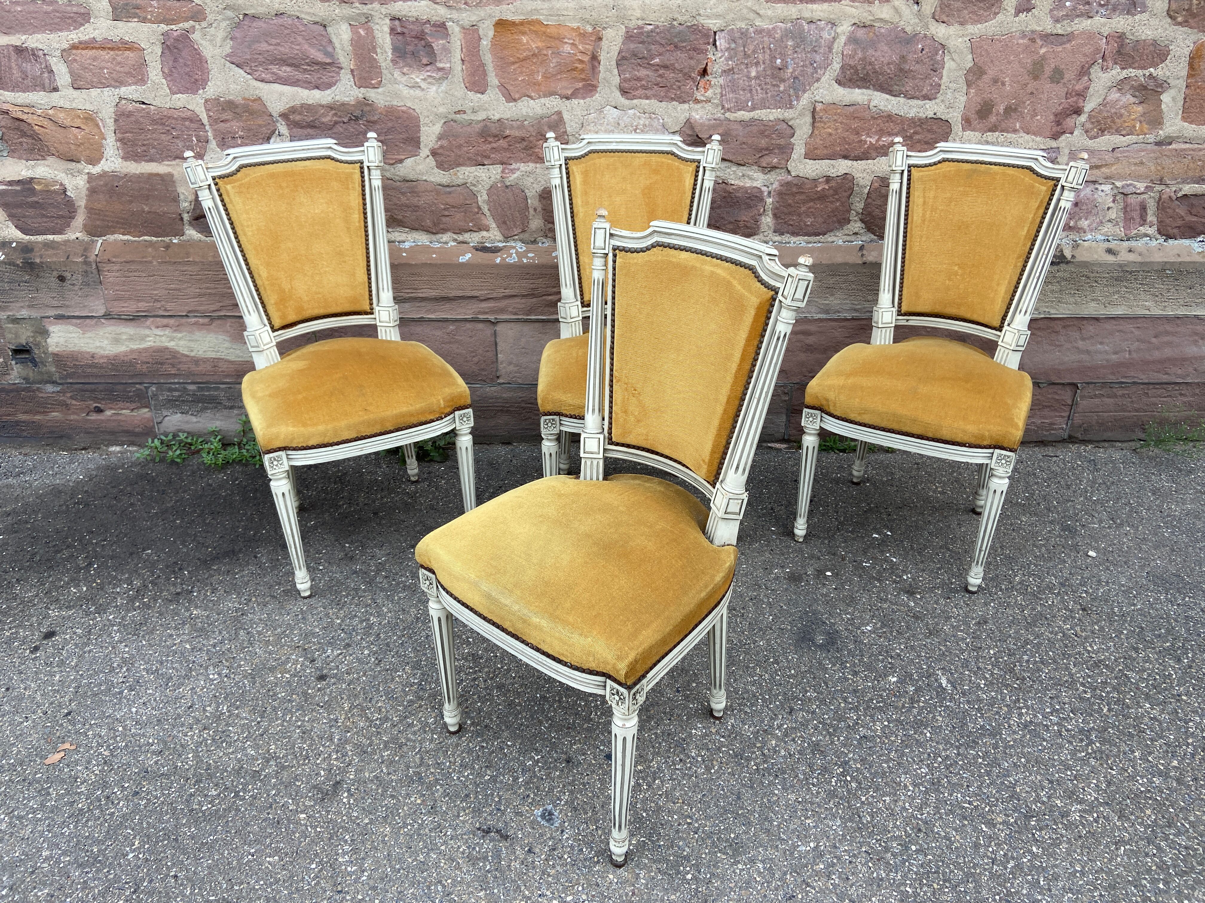 Set of 4 French chairs style Louis XVI vintage 1950 rococo Provence SHABBY CHIC