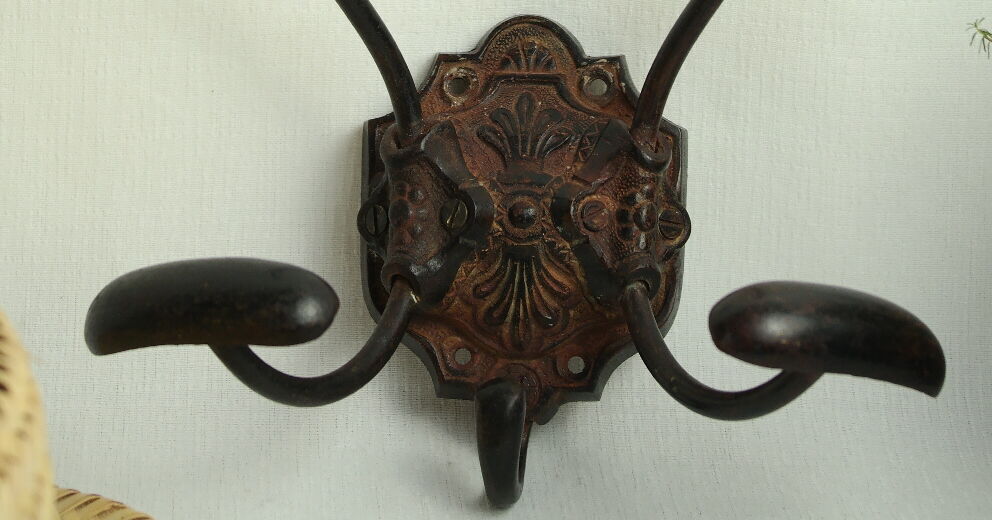 Old wall door in handmade cast iron signed