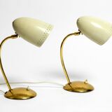 Pair of beautiful German Mid Century Modern brass table lamps with metal sh