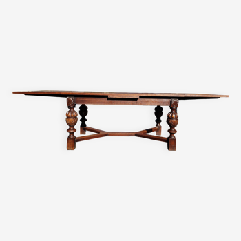Jacobin style dining table in solid oak from the 1910s