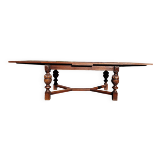 Jacobin style dining table in solid oak from the 1910s