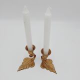 Pair of brass leaf candlesticks