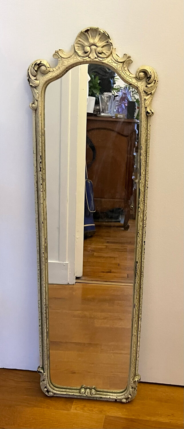 Carved painted wooden mirror