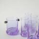 Set consisting of 5 cocktail glasses and an ice bucket, purple and chrome, made in Italy, 1960.