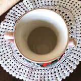 Carafe, jug, chevrette, artisanal, ceramic with floral decoration