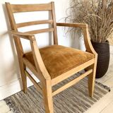 Art Deco armchair with mustard velvet seat