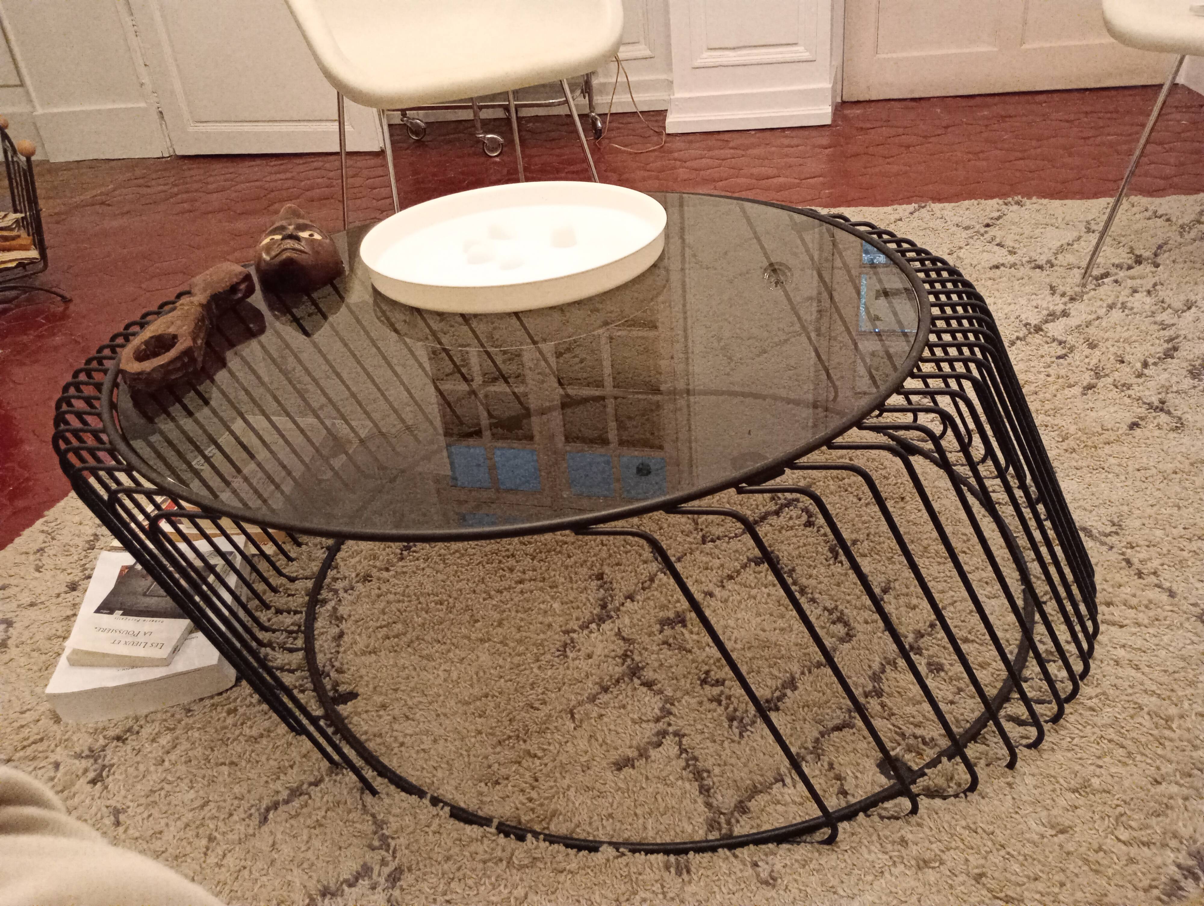 Metal and glass coffee table
