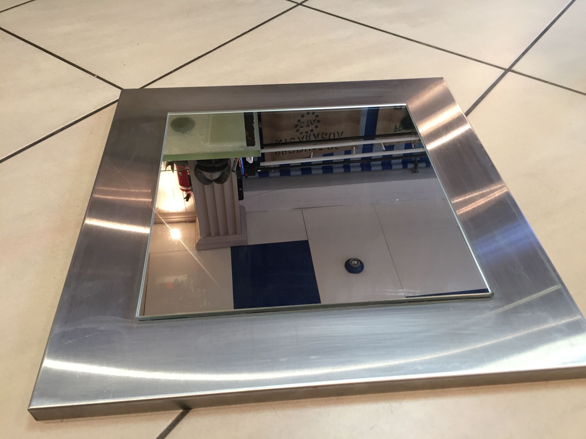 Square mirror 45x45cm 1970s stainless