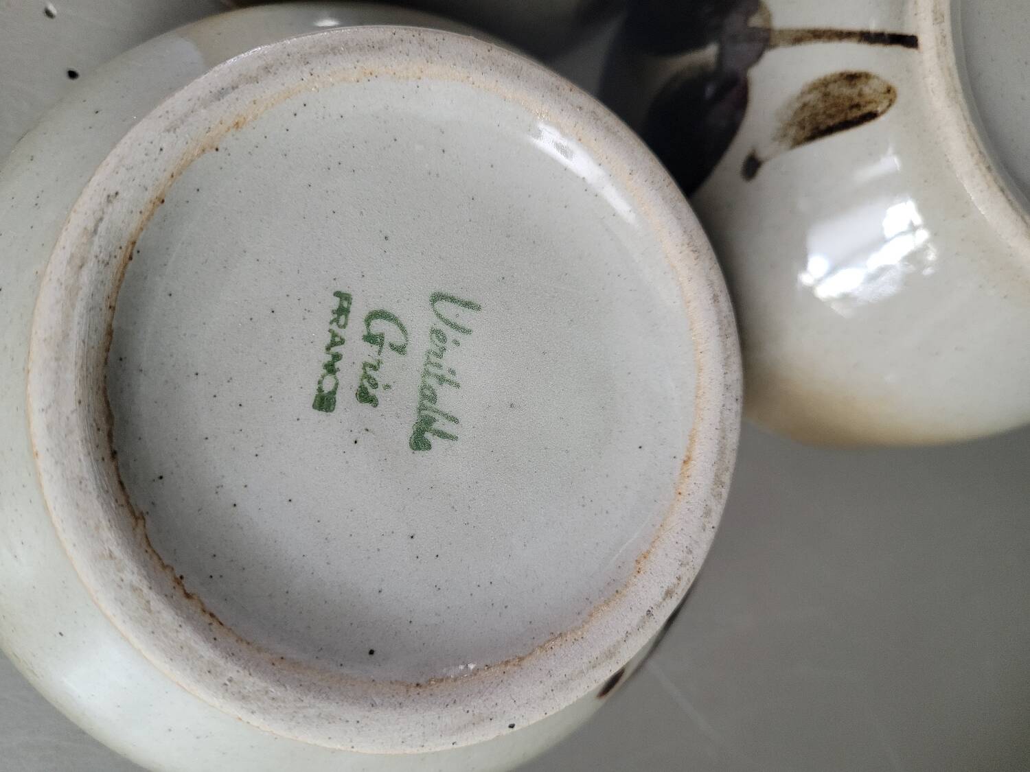 Trio of vintage stoneware bowls