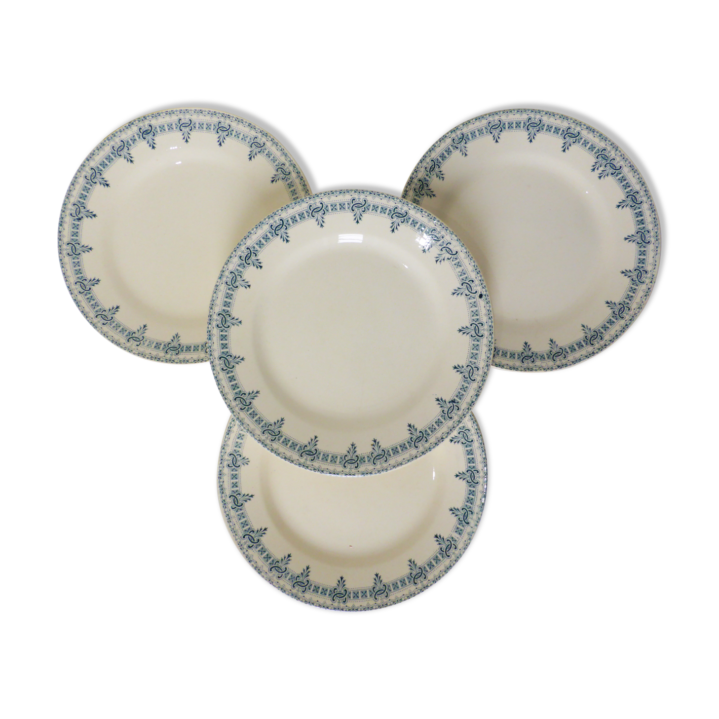 4 assiettes dessert vintage en terre de fer modèle Boetie