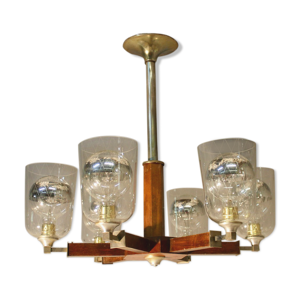 Lustre 1940 à 6 bras de lumière