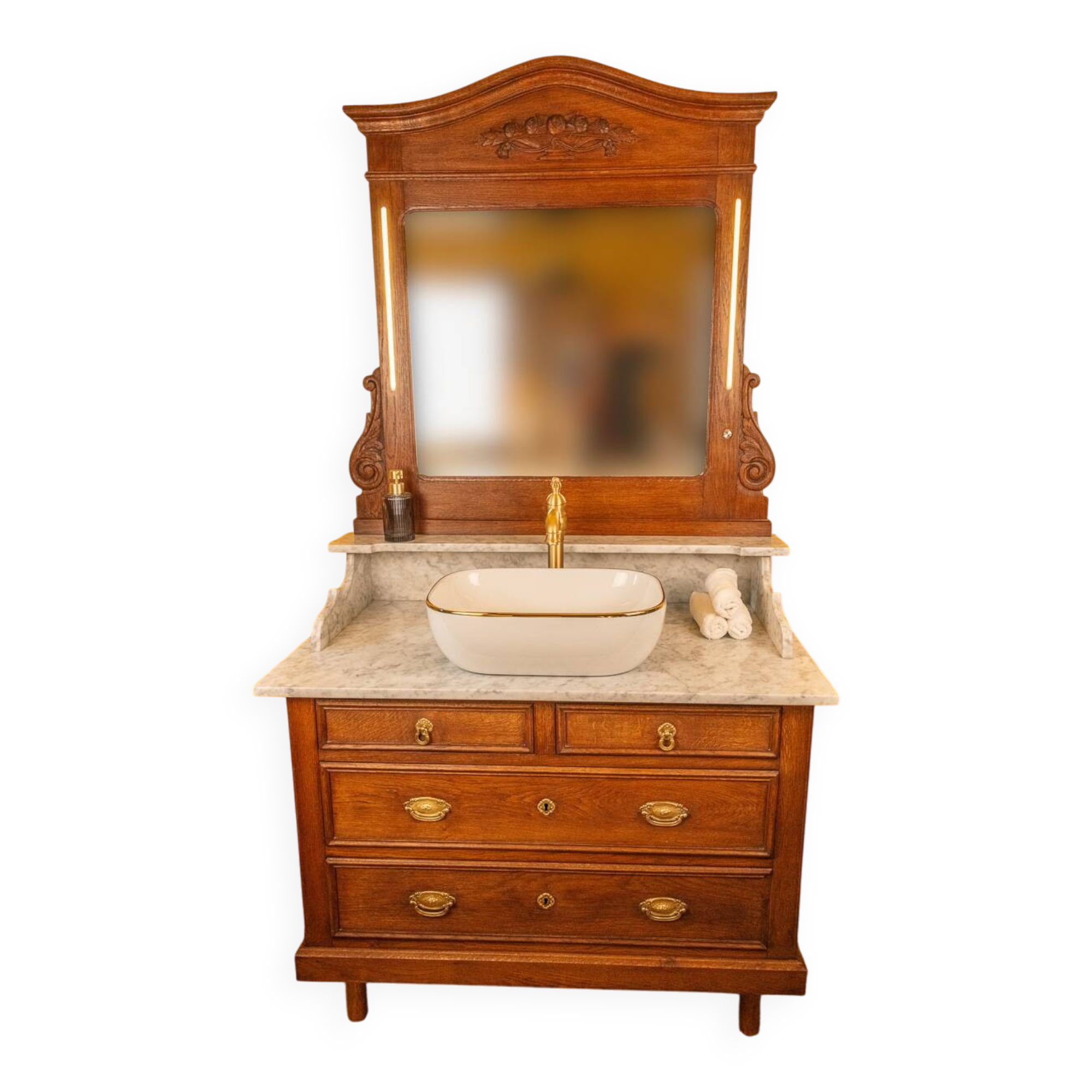 Vanity unit converted into a washbasin unit.