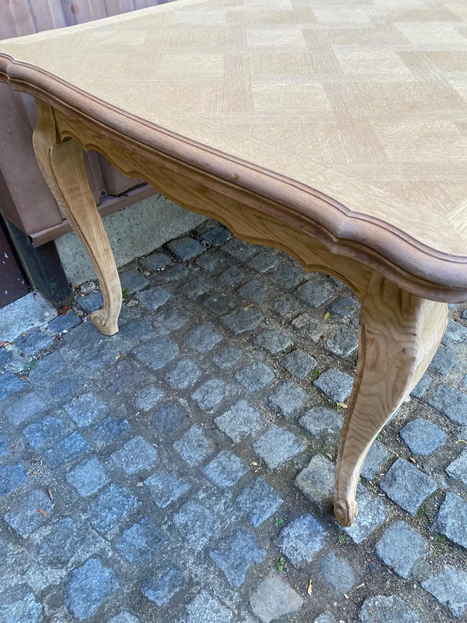 Louis XV dining table stripped in solid oak Versailles parquet 245cm