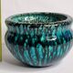 Turquoise and black glazed stoneware bowl – signed Accolay