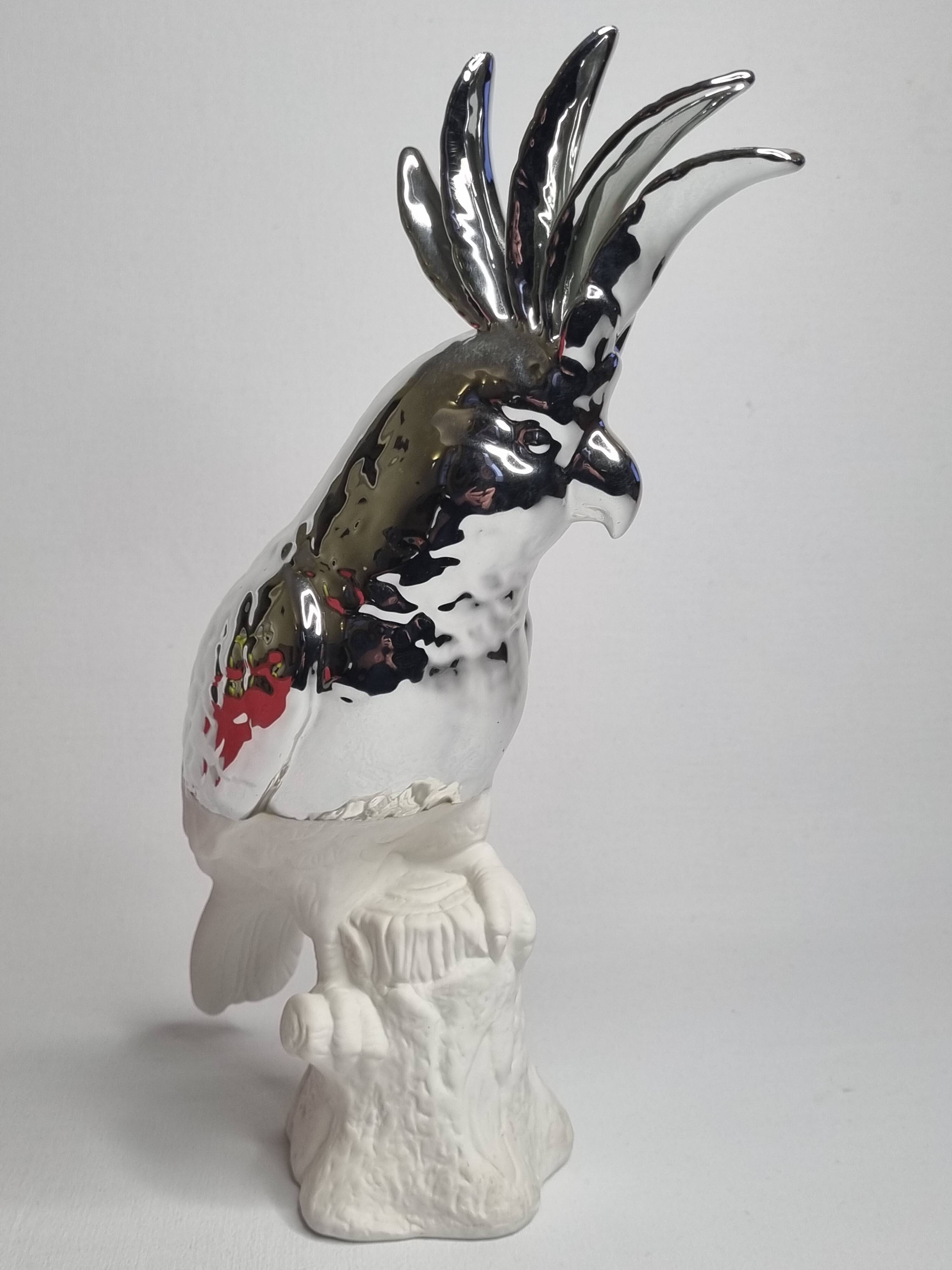 Cockatoo sculpture in biscuit porcelain, Pols Potten, 33 cm
