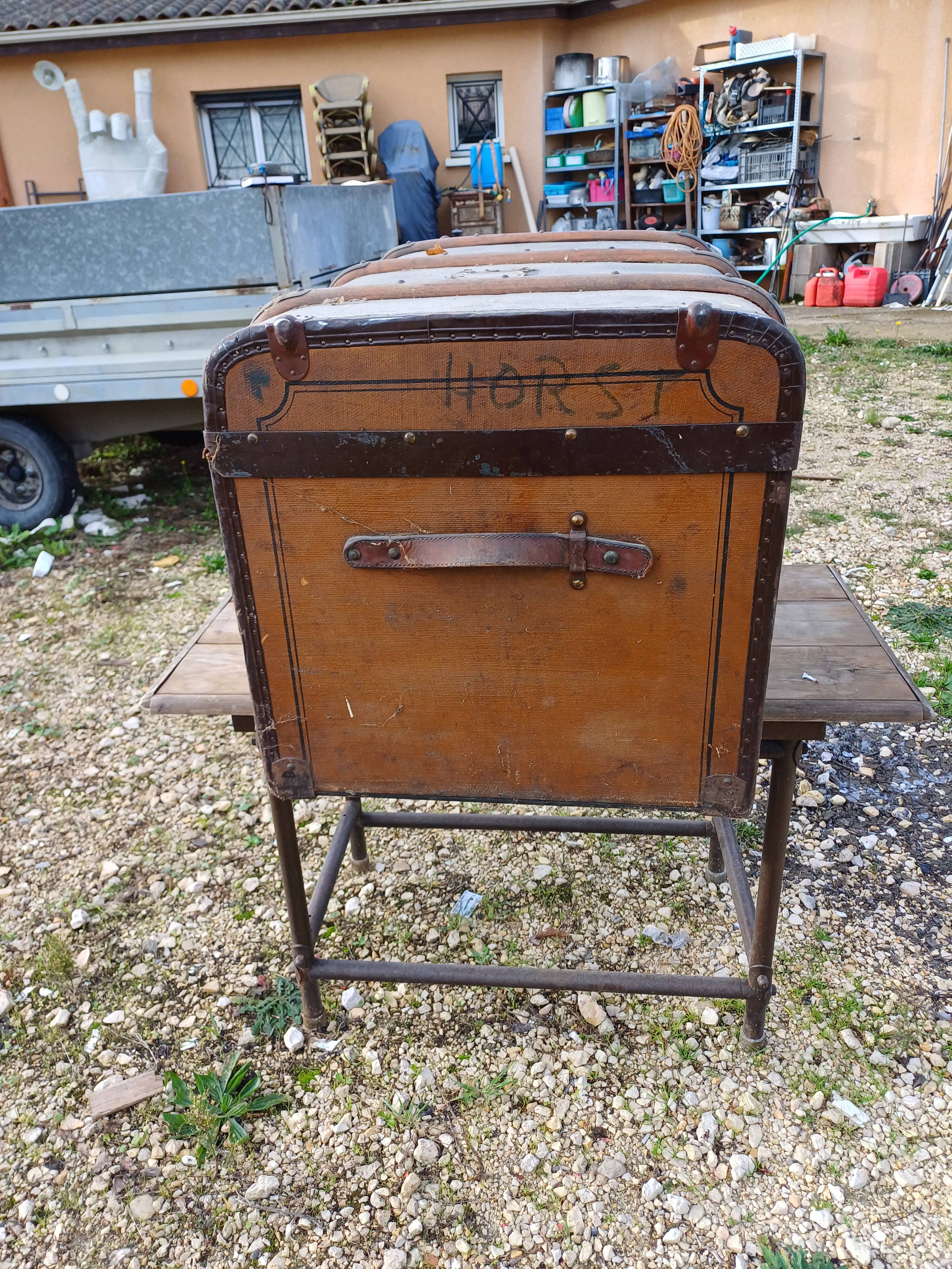 Old wooden travel trunk