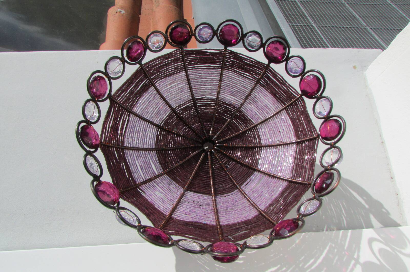 Fruit basket, bread, festive, in metal braided with pearls