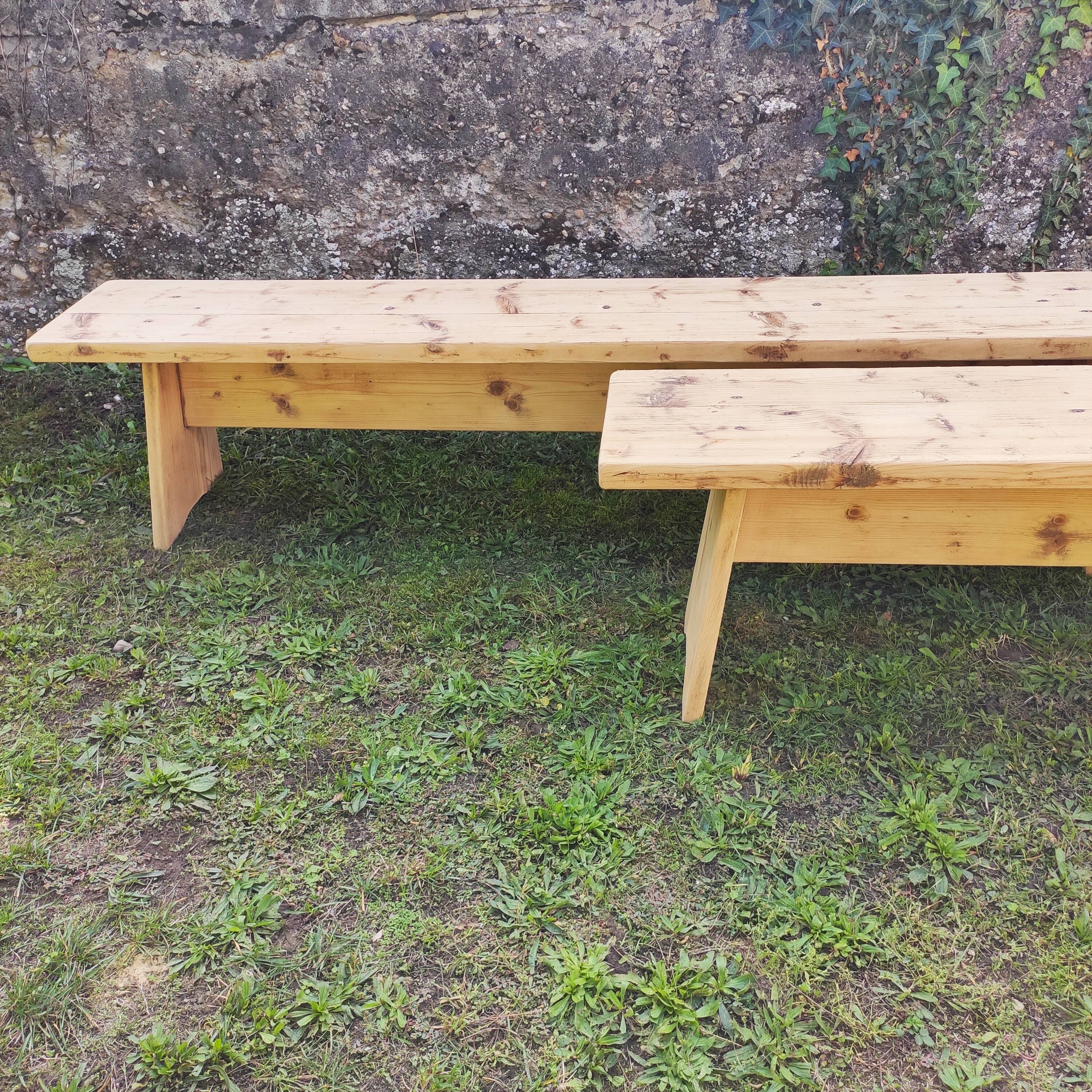 Paire de bancs de ferme bois massif 2 M