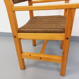 Vintage armchair in pine and fabric from the 80s